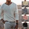 Men's V-Neck Knit Sweater Soft Texture Casual Pullover In Light Beige, Yellow, Gray, Pink, Black