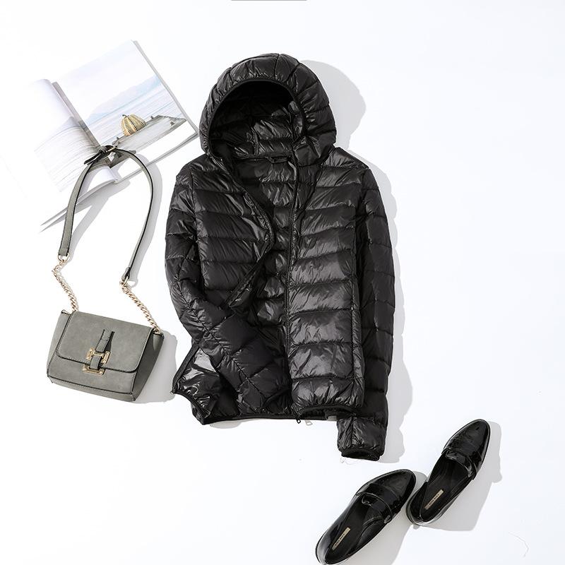 Ultra-light Plus Size Thin Down Jacket Women Autumn Winter Slim Short Hooded Warm White Duck Down Coat Women Outerwear