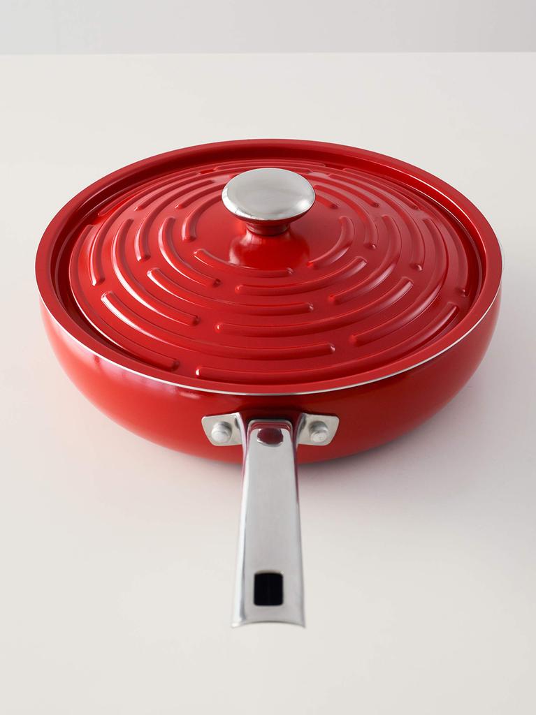 Круглая кастрюля Meyer 26 см с крышкой из алюминиевого сплава, совместимая с IH, легкая красная кастрюля "Circle 26 см" [] LPT-P26FRD
