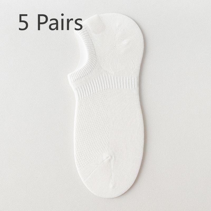 5 пар мужских сетчатых дышащих носков из чистого хлопка с защитой от скольжения и низким верхом и небольшим отверстием