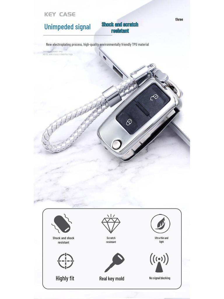 Чехол для ключа Volkswagen для Lavida, Bora, Tiguan, Santana, Sagitar, Lamando, Jetta - Получехол с пряжкой