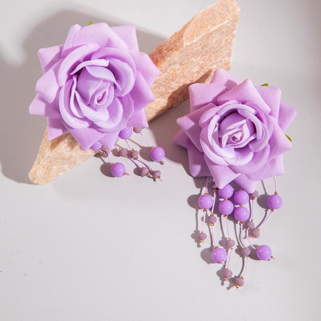 Летняя мода, новые серьги с имитацией цветка Dorp, ювелирные изделия из розового цветка, пляжные аксессуары для женщин, вечеринок, свадебных аксессуаров