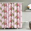 Vintage Pink Floral Shower Curtain Bath Decor Waterproof Fabric Home Decoration Romantic Rose Garden Printing Wall Hanging for B