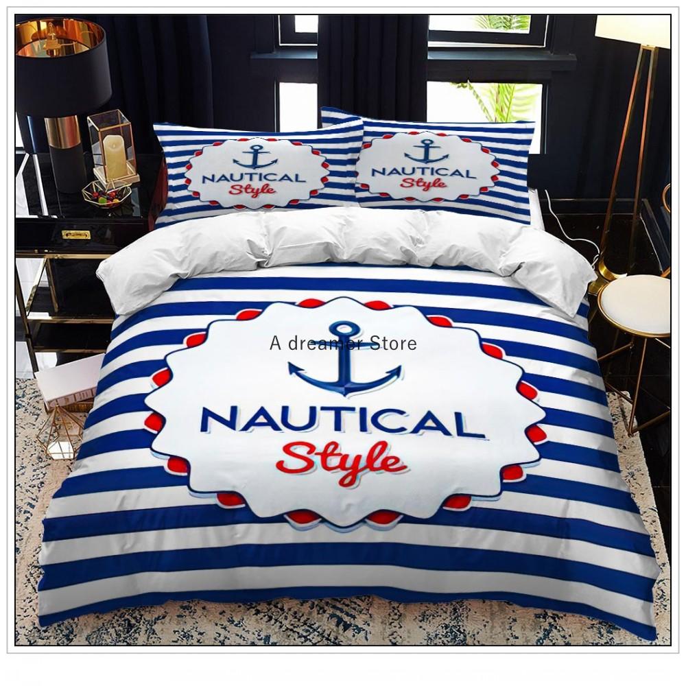 Комплект постельного белья Anchor Ocean Style, пододеяльник, односпальный, двуспальный, домашний текстиль с наволочкой для детей, мальчиков, домашний декор, мягкий пододеяльник