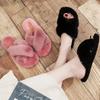 Fashion Women Fashion Warm Fluffy Slippers Cozy Faux Fur Cross Indoor Floor Slides Flat Soft Furry Ladies Female Celebrities Flip Flops