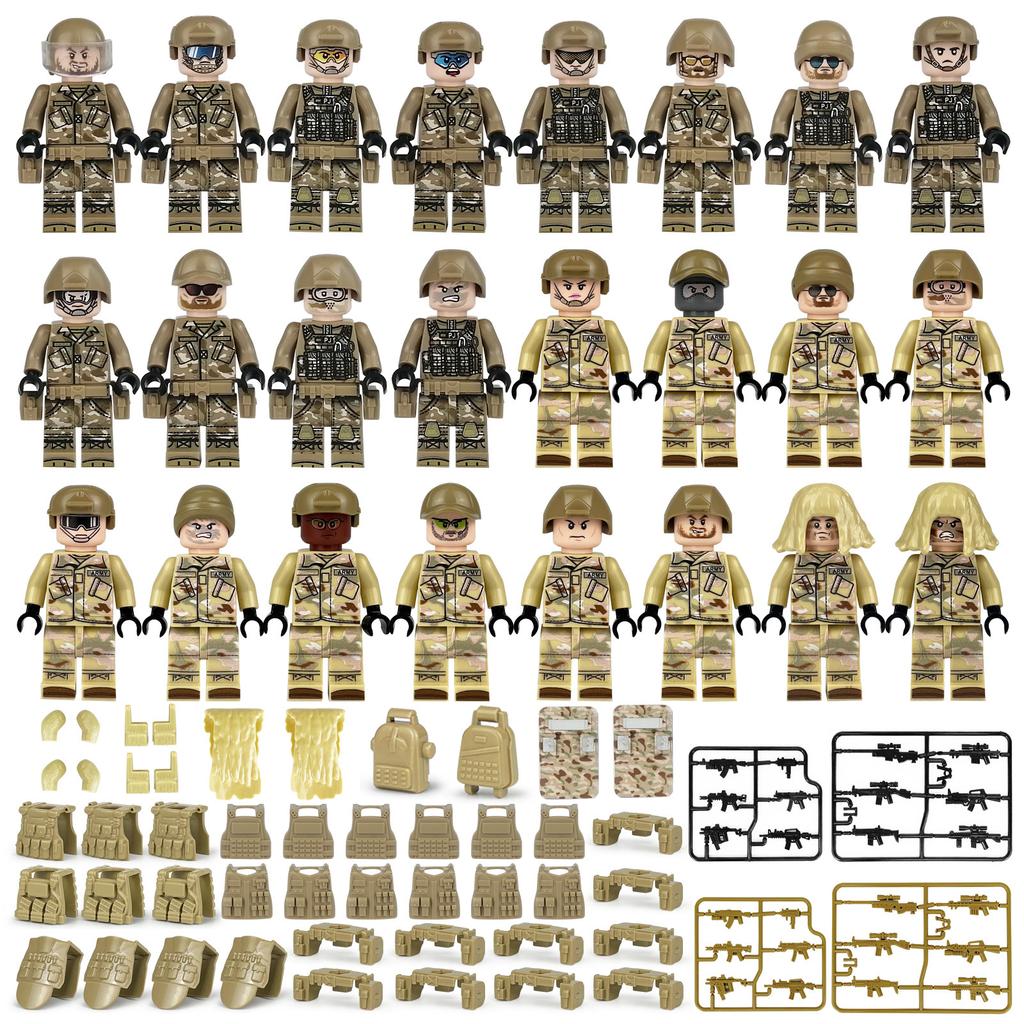 Meigao package O-3 special forces police doll with gun Geely suit children's assembled building block toy