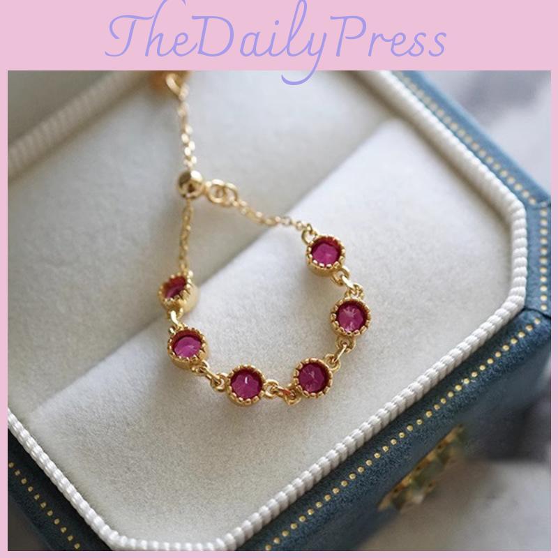 Elegant Copper Adjustable Geometric Ring Featuring Vintage Ruby For Stylish Women