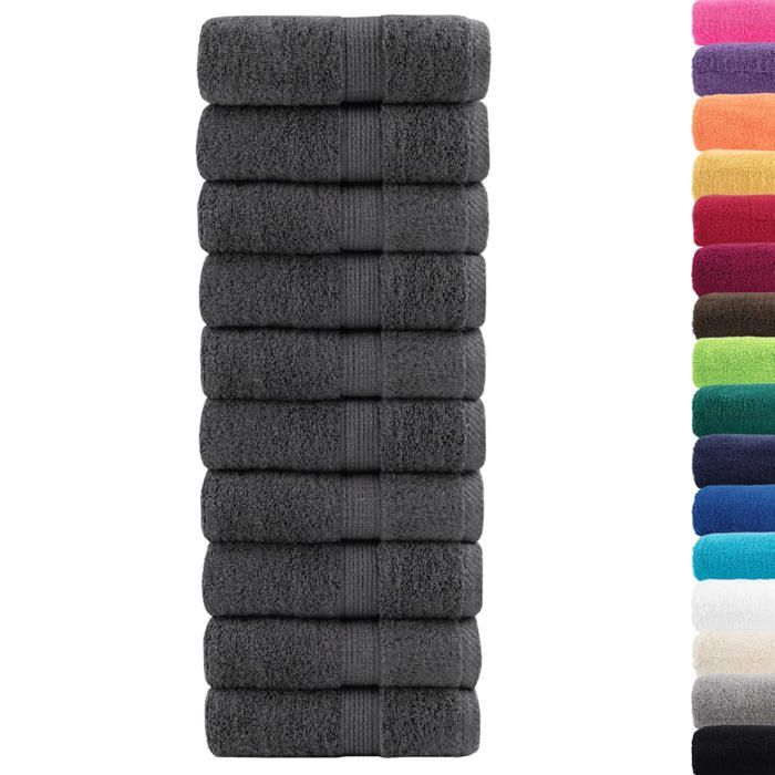 VidaXL Serviettes de toilette premium SOLUND 50 pièces Anthracite 30 x 30 cm 600 g/m² 137151