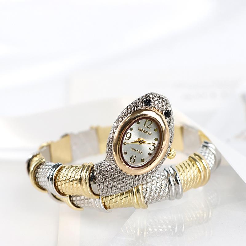 Women Quartz Watch Snake Watches Stainless Steel Bracelet Wristwatch Jewelry Gifts