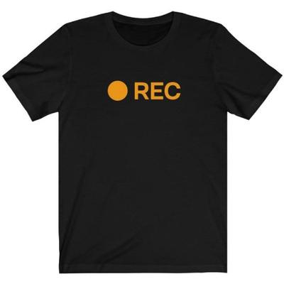 Футболка с пародийной кнопкой записи Bingeprints Rec Parody Взрослая шутка