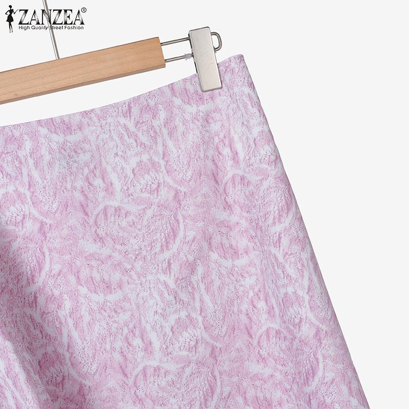 ZANZEA Women Long Sleeve Blouse and Long Skirts Print Casual Two Piece Suit Sets