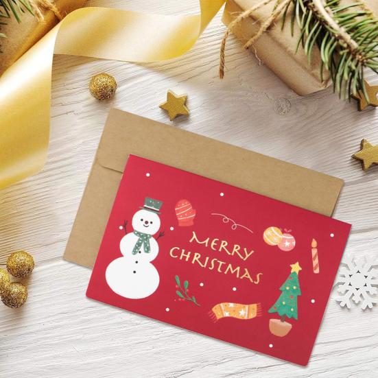 1 Set Greeting Card Cute Cartoon Designs Merry Christmas Card Smooth Writing Greeting Card for Festive Holiday