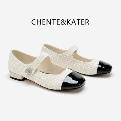 Туфли на плоской подошве Туфли с круглым носком на низком каблуке для женщин