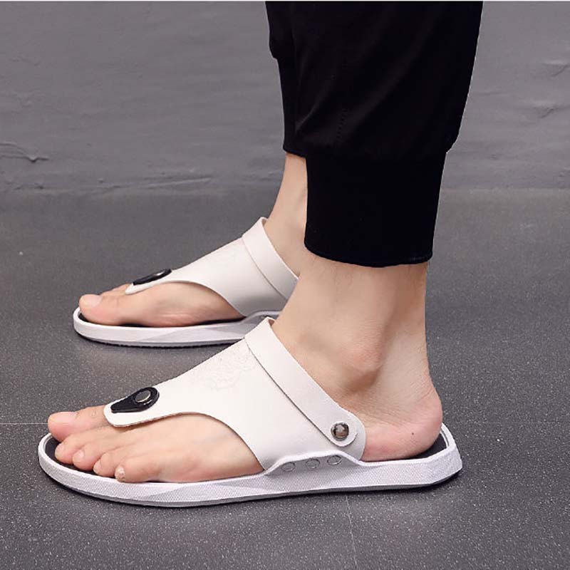 Handsome Men's Slippers Net Celebrity Simple Street Wear Flip Flops Summer Comfortable Breathable Non-slip Beach Sandals