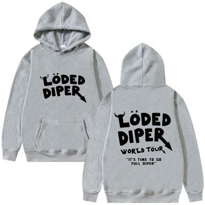 Худи Loded Diper World Tour Мужская Женская Одежда Винтажный Рок Оверсайз Уличная Одежда Мужские Повседневные Флисовые Худи