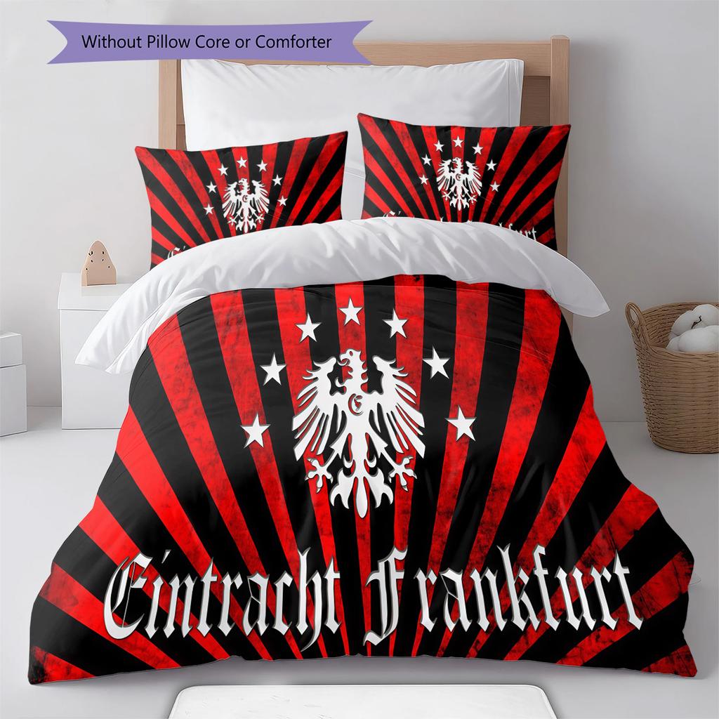 Eintracht Frankfurt Pattern Bedding Quilt Set Quilt Cover Pillowcase Home Decoration Birthday Gift (1 * duvet cover + 2 * pillowcase, without core)