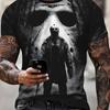 Men's Summer Casual Short Sleeve Round Neck T-Shirt With 3D Print Horror Pattern Printing Polyester Fabric Perfect For Young