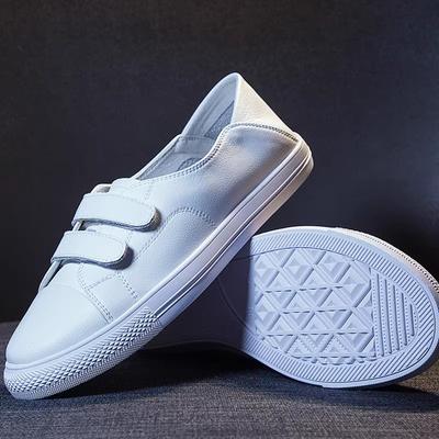 Кожаные туфли-липучки, маленькие белые туфли, женские летние дышащие, из коровьей кожи, с мелким вырезом, на плоской подошве, туфли-лоферы, одинарные туфли