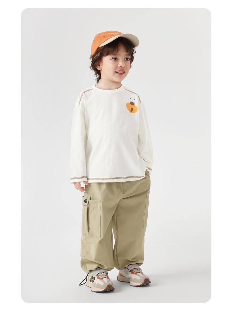 2026 Boys' Pure Cotton Long-Sleeve T-Shirt - Spring & Autumn Trendy Base Layer