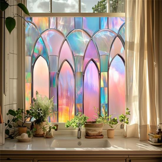Витражная статическая оконная пленка, защита конфиденциальности, солнцезащитное стекло, водонепроницаемая пленка для покрытия окон в ванной комнате и дома из ПВХ