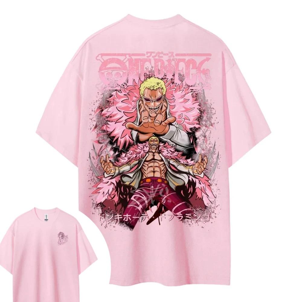2026 ONE PIECE Дофламинго Мужская и Женская Одинаковая Стиль Удобная Повседневная Короткий Рукав Одежда для Пары Короткий Рукав