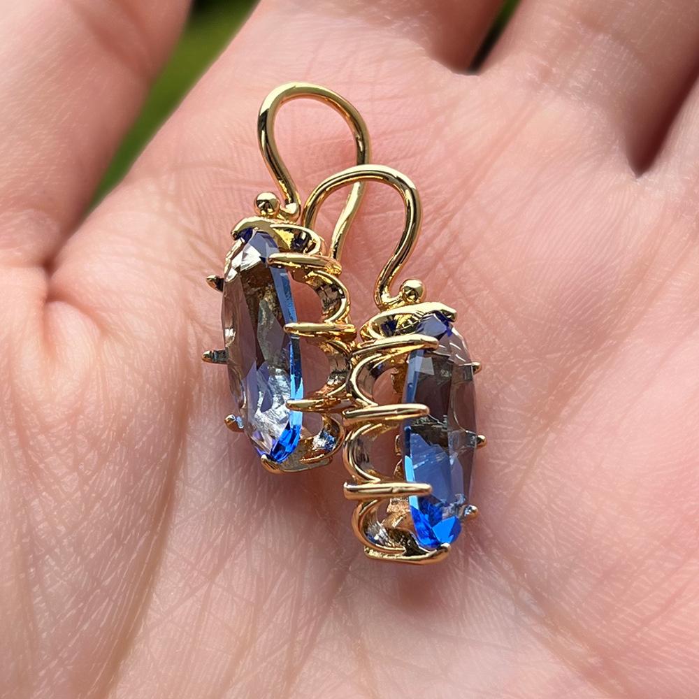 Бохо Женские Хрустальные Красные Синие Серьги-Капли Серебристого Цвета Циркониевый Камень Маленькие Круглые Свадебные Для Женщин