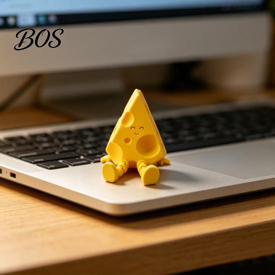 3D Printed Cheese Sculpture Novelty with Movable Joints, Funny Delicate Craftsmanship Figurine Slice Fidget Toy for Stress Relief, Office Desk