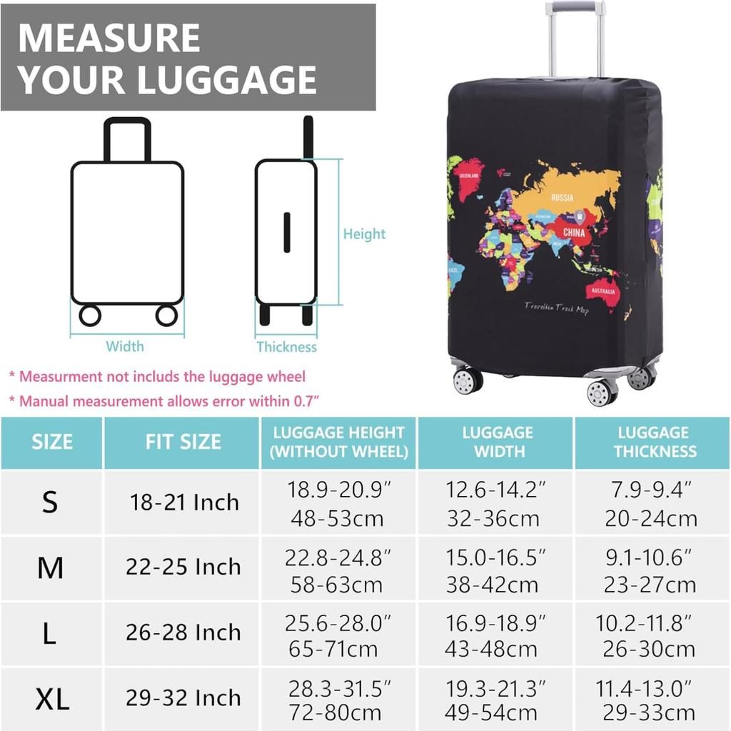 Дорожные чехлы для чемодана, Чехол для чемодана Защита багажа, Пылезащитный Прочный Эластичный, Подходит для багажа 18-32 дюйма AVE