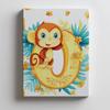 Poster Cheerful Monkey On The Letter "O Poster Cheerful Monkey On The Letter "O, 40X50 Cm, Gold Aluminum Frame, 230 Gsm Matte Paper