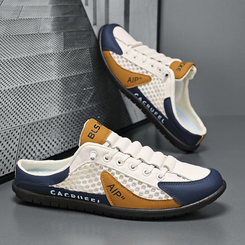 Extra Large Size Bag Head Men's Sandals Lazy One Pedal Hollow Mesh Sandals Casual Shoes Mesh Lightweight