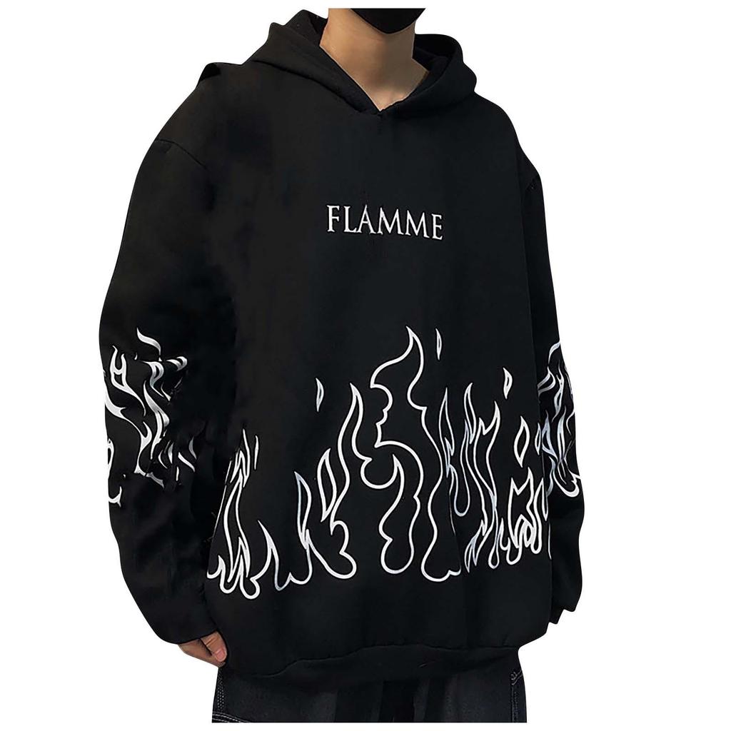 Мужской осенне-зимний пуловер на шнуровке с принтом в стиле ретро, свободный топ с длинными рукавами и капюшоном большого размера