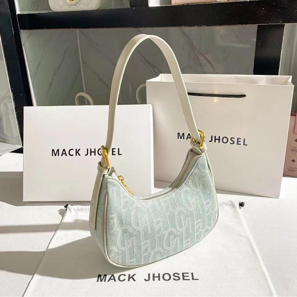Гонконг MackJhosel ПУ Нишевая Винтажная Холщовая Сумка Багет Под Мышку Женская Новая Сумка на Плечо для Осени и Лета