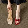 Fashion Summer Gladiator Women Sandals Casual Open Toe Red Patent Leather Shoes Ladies Elegant Flats Sandalias