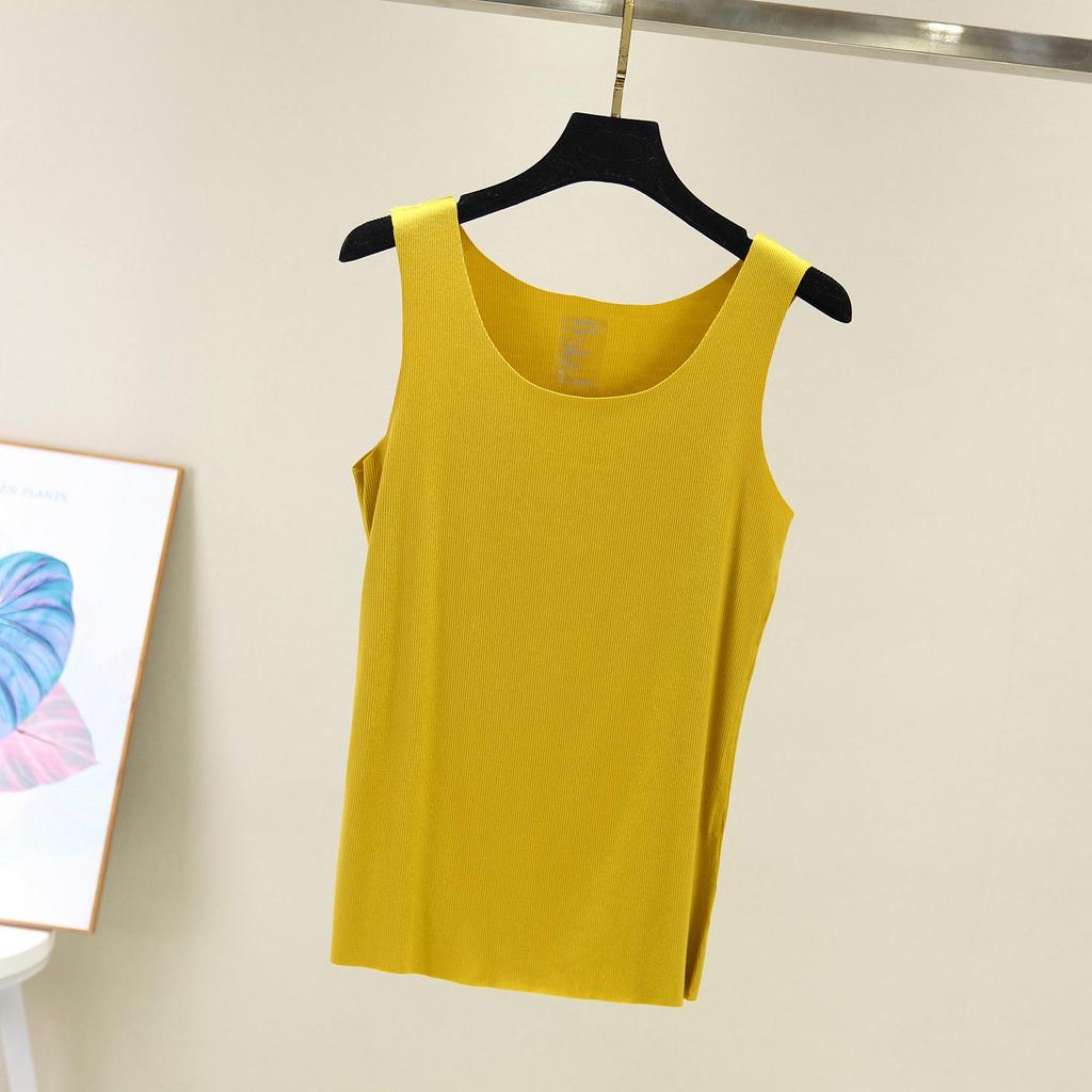 Korean Ribbed Cotton Seamless Tank Top - Women's Plus Size Round Neck Base Layer