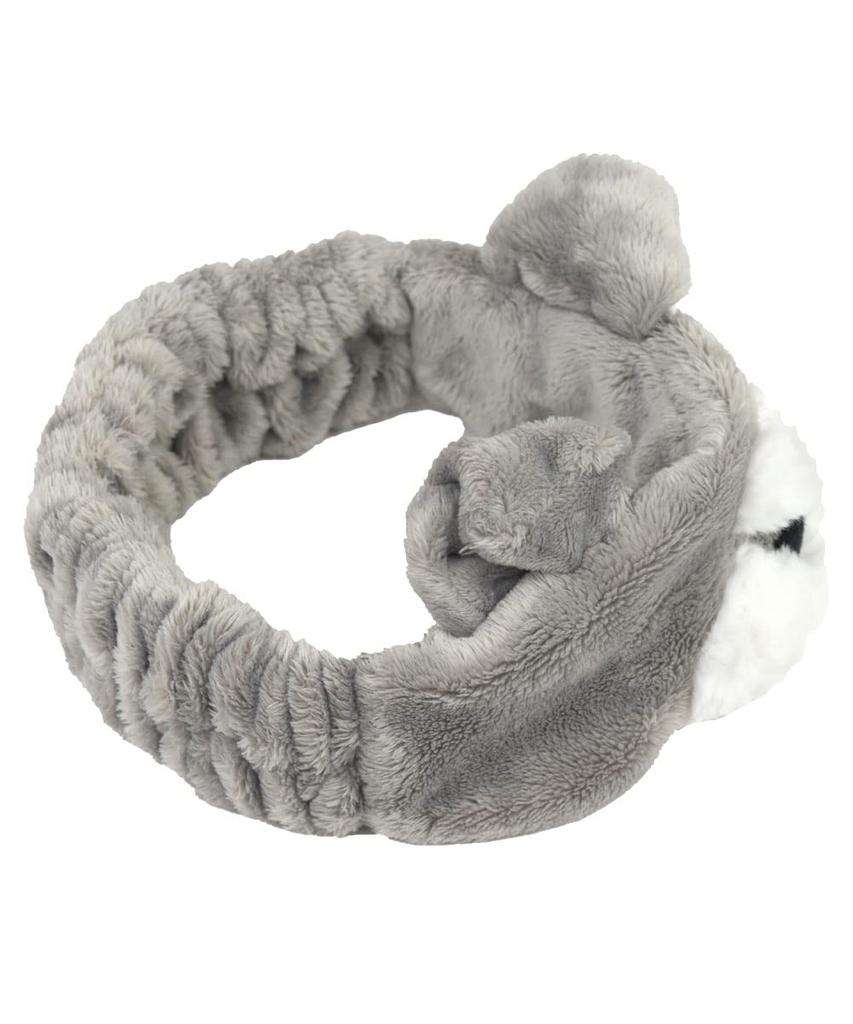 NICI Повязка для волос Пушистая повязка Расслабляющий макияж Умывание лица Домашнее время Животное Шнауцер Собака Подарок Подарок Серый