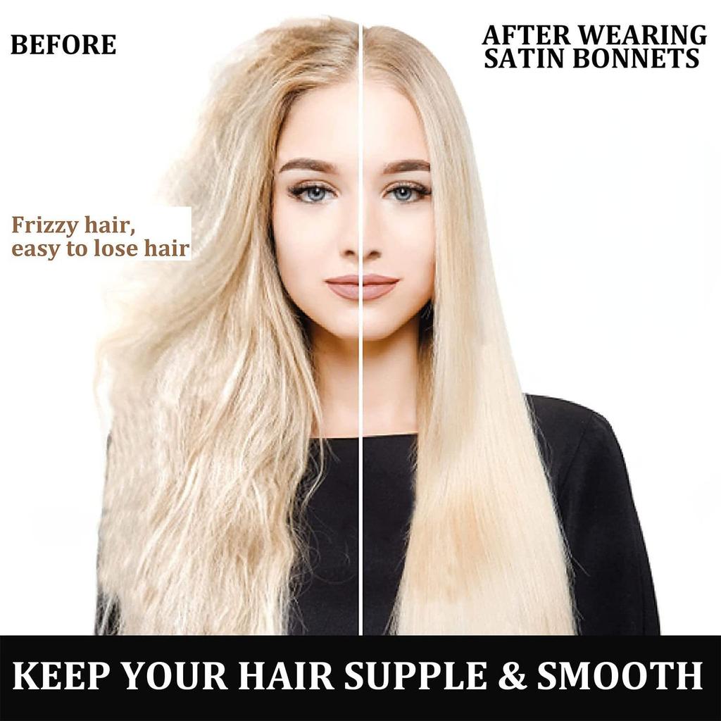 Satin Bonnet Hair Bonnet for Sleeping Silk Bonnets Women Solid Solid Wide-brimmed Sleeping Hat with Elastic Soft Band Hair Care