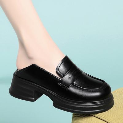 Платформенные маленькие кожаные туфли женские, новая весенняя женская обувь одинарные туфли черные рабочие туфли британские лоферы