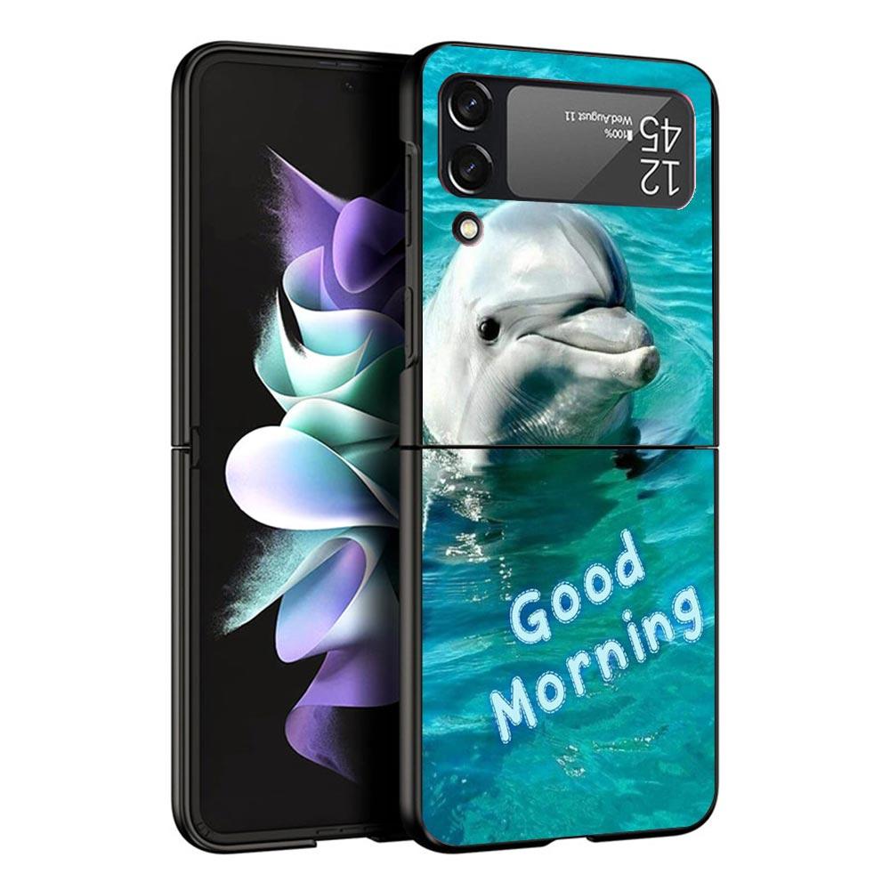 Ocean Animal Cute Dolphin Case For Samsung Galaxy Z Flip 7 6 5 4 3 z Flip7 Flip6 Flip5 Flip4 5G Phone Cover Flip3 Folding Coque