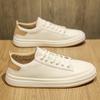 Italian Men White Leather Casual Flat Designer Shoes New Antiskid Walking Shoes Comfy Vulcanized Tenis Masculinos Shoes