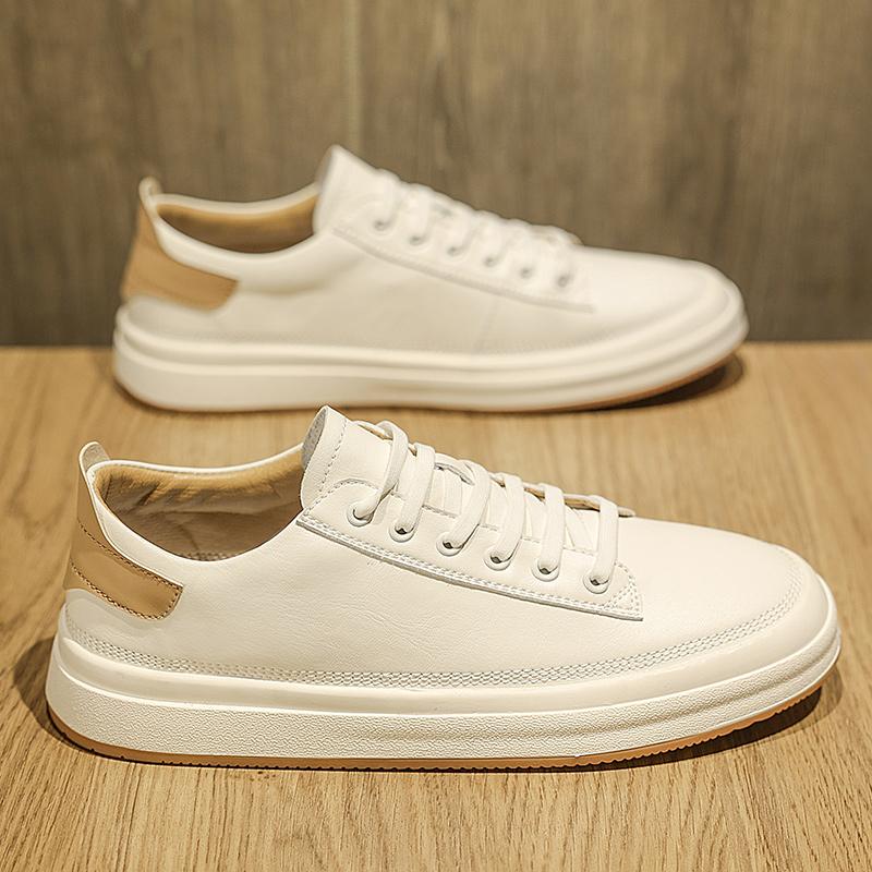 Fashion Italian Men White Leather Casual Flat Designer Shoes Fashion New Antiskid Walking Shoes Comfy Vulcanized Tenis Masculinos Shoes