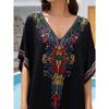 Женская мода лето весна цветочный узор принт рукава 1/2 V-образный вырез свободная талия повседневные платья