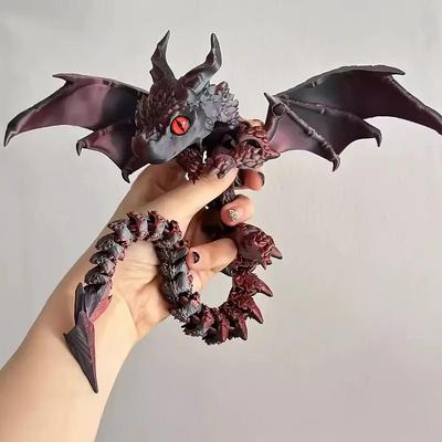 1 шт. 3D-печатная фигурка дракона в виде крылатой кареты со случайными глазами, скульптура дракона из смолы в стиле ар-деко, настольный декор в виде животных
