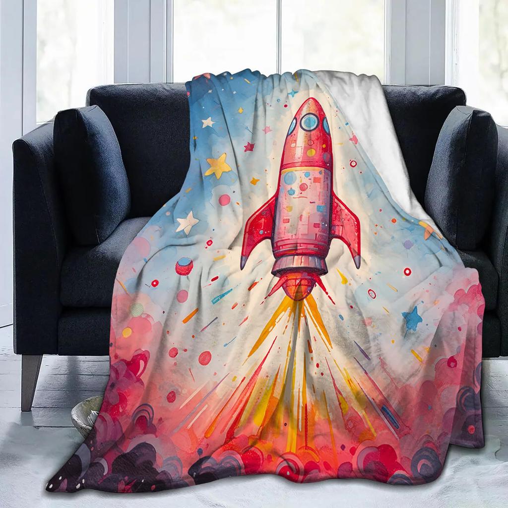 Cool fighter jet digital-printed polyester Bedroom velvet flannel soft sofa cover blanket Fleece soft cover blankets for beds