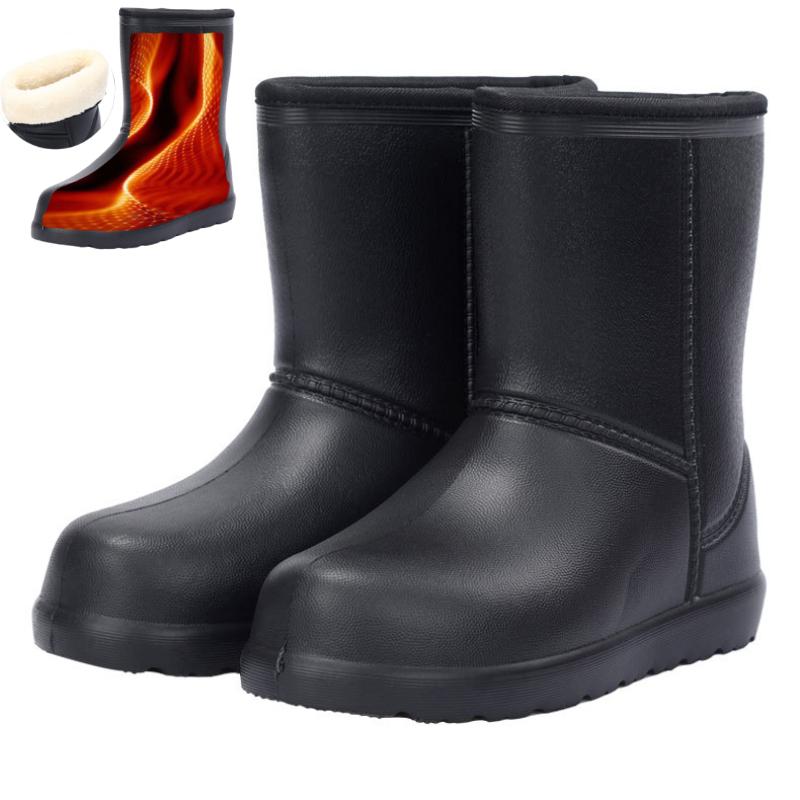 Сапоги из ЭВА-трубы, черные, зимние, теплые, бархатные, хлопковые, нескользящие, для рыбалки, для воды, страховые, для труда, для дождливой погоды