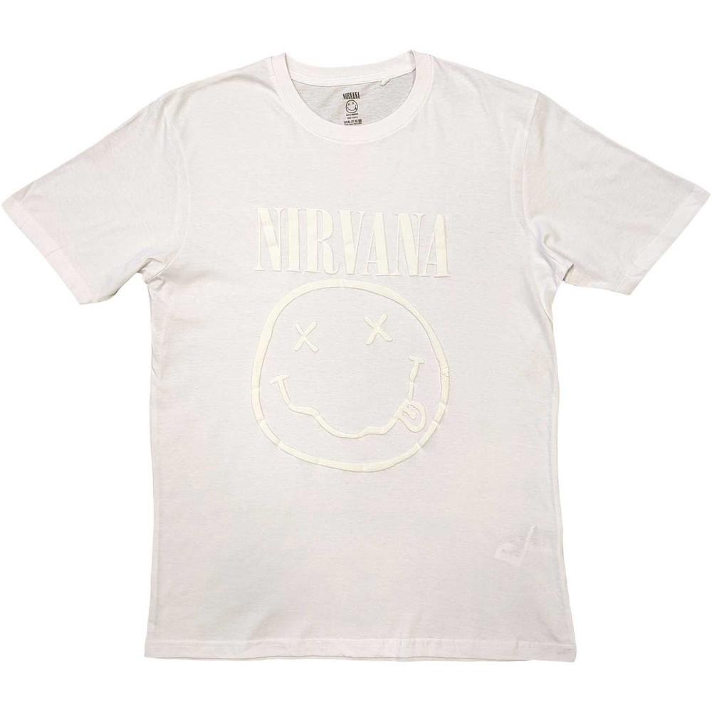 Nirvana White Happy Face Authorized Mens T-shirt