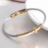 Trendy Braided Wire Bracelet with Metal Bar Accent Durable Magnetic Lock Jewelry for Men & Women