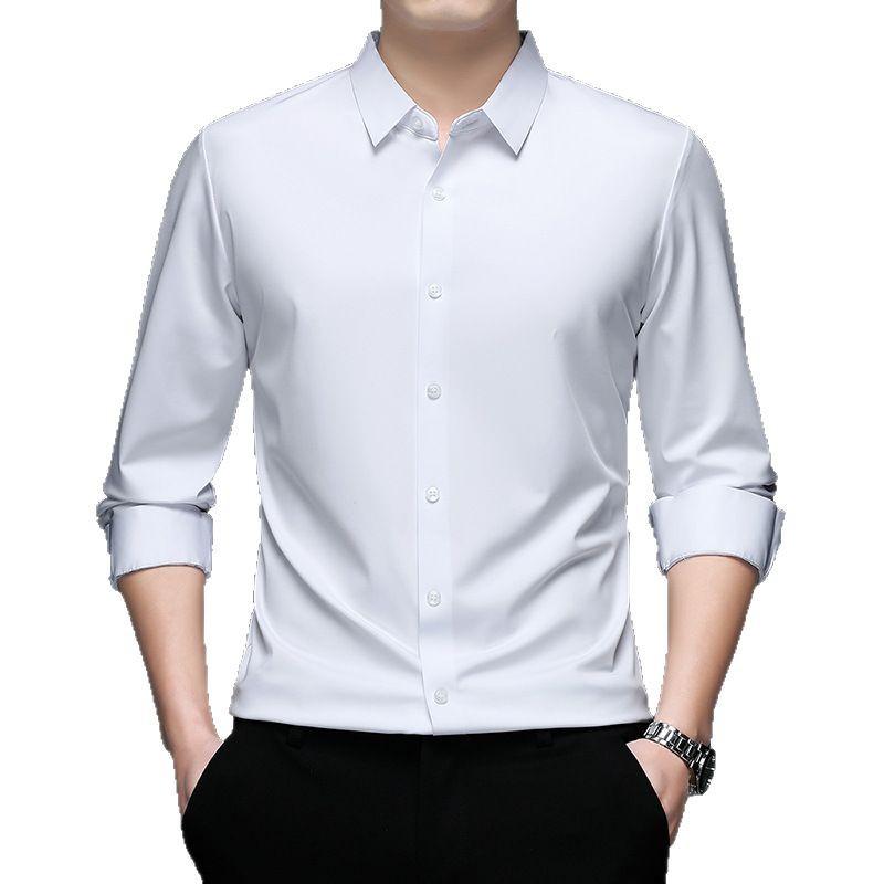 Весенняя мужская бесшовная немнущаяся рубашка в стиле business casual с длинным рукавом