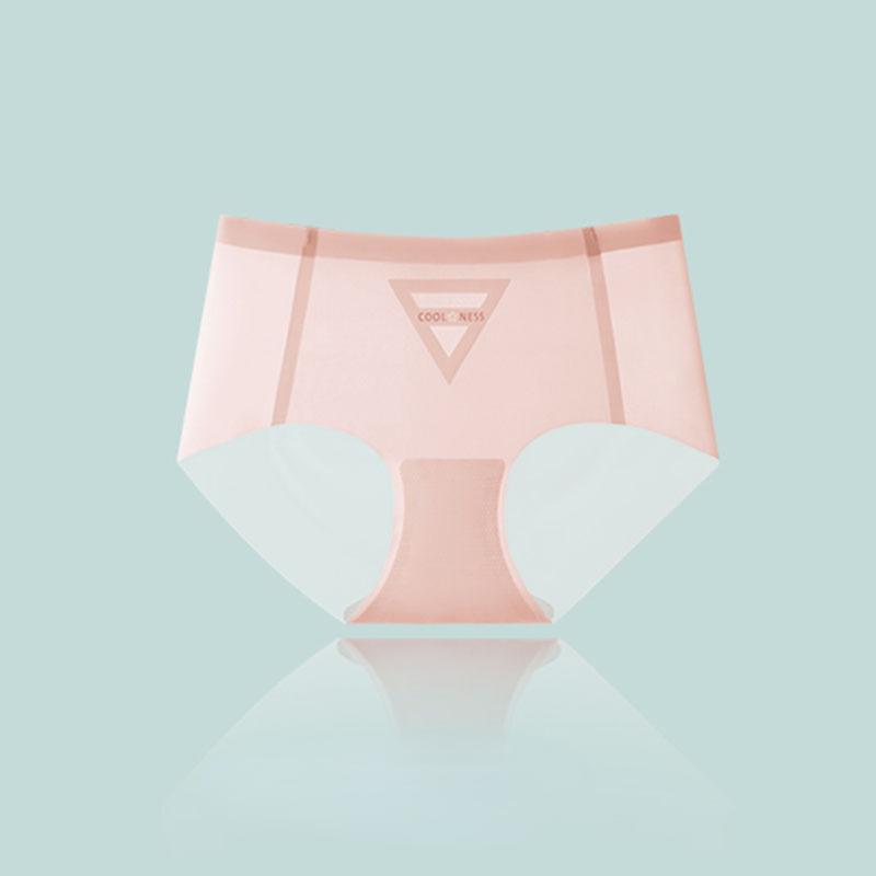 Ice Silk Underpants Women's Traceless Pure Cotton Antibacterial Crotch Mid Waist  Summer Breathable Sexy Triangle Shorts