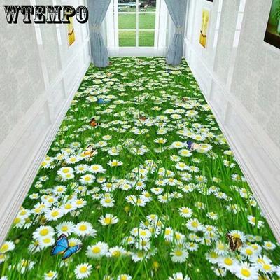 3D Коридор Зеленый Сад Дорожка Длинный Ковер Украшение Гостиной Домашний Проход Нескользящие Коврики Современный Декор Ковер