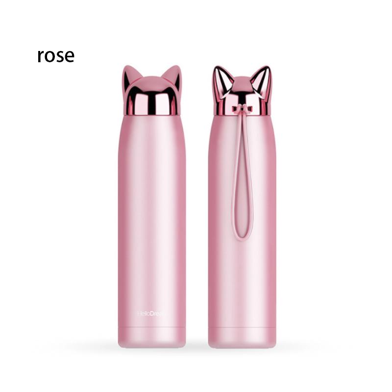 300/320ml Thermos Bottle Stainless Steel Vacuum Flasks Cute Cat Ear Thermal Cup Portable Travel Outdoor Mug for Coffee Tea Milk